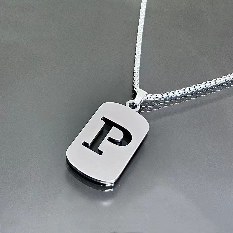 Necklace Couple Versatile 26 Words English Letter Taigang Chain Male And Female Students Clothing Accessories Niche Design Simple Tide
