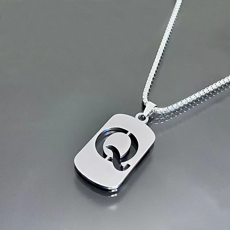 Necklace Couple Versatile 26 Words English Letter Taigang Chain Male And Female Students Clothing Accessories Niche Design Simple Tide