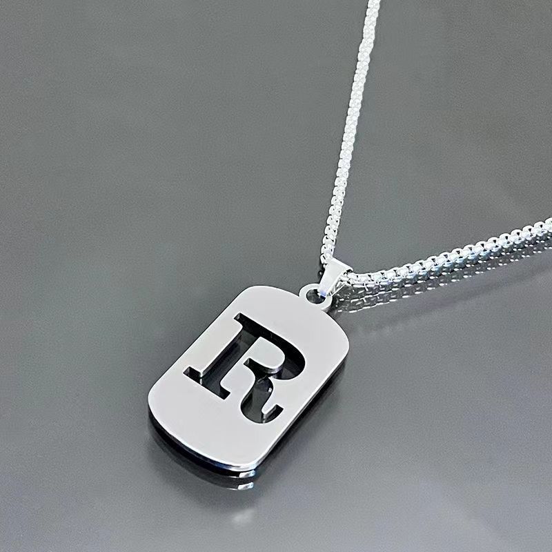 Necklace Couple Versatile 26 Words English Letter Taigang Chain Male And Female Students Clothing Accessories Niche Design Simple Tide