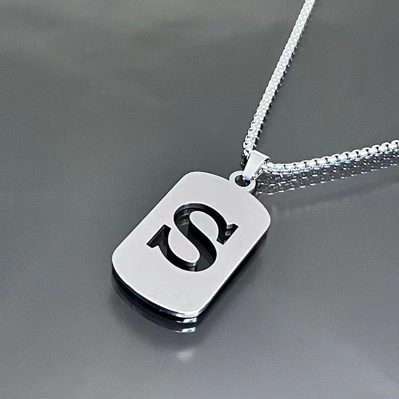 Necklace Couple Versatile 26 Words English Letter Taigang Chain Male And Female Students Clothing Accessories Niche Design Simple Tide