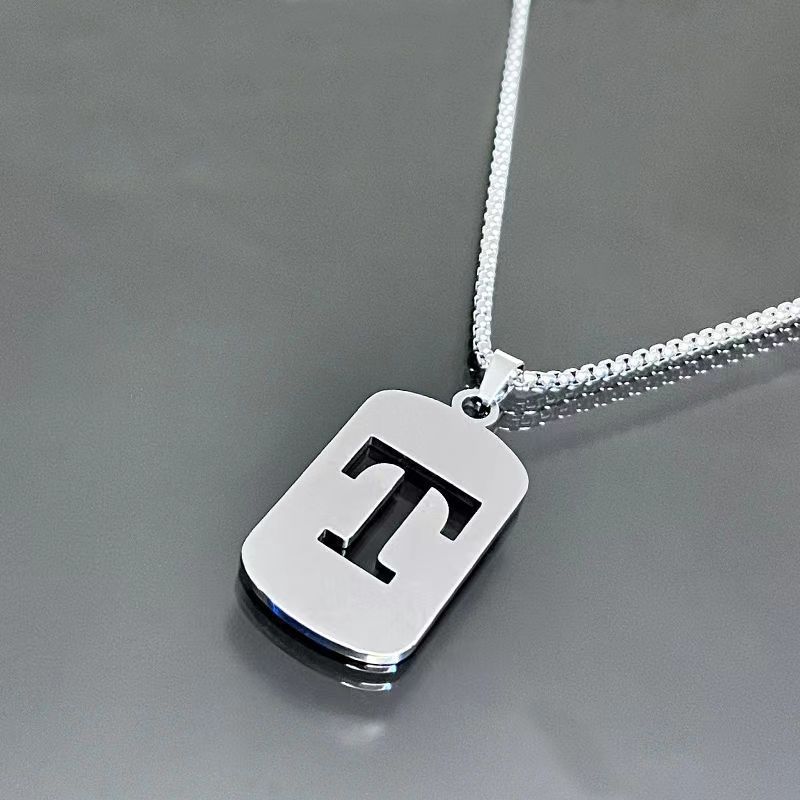 Necklace Couple Versatile 26 Words English Letter Taigang Chain Male And Female Students Clothing Accessories Niche Design Simple Tide