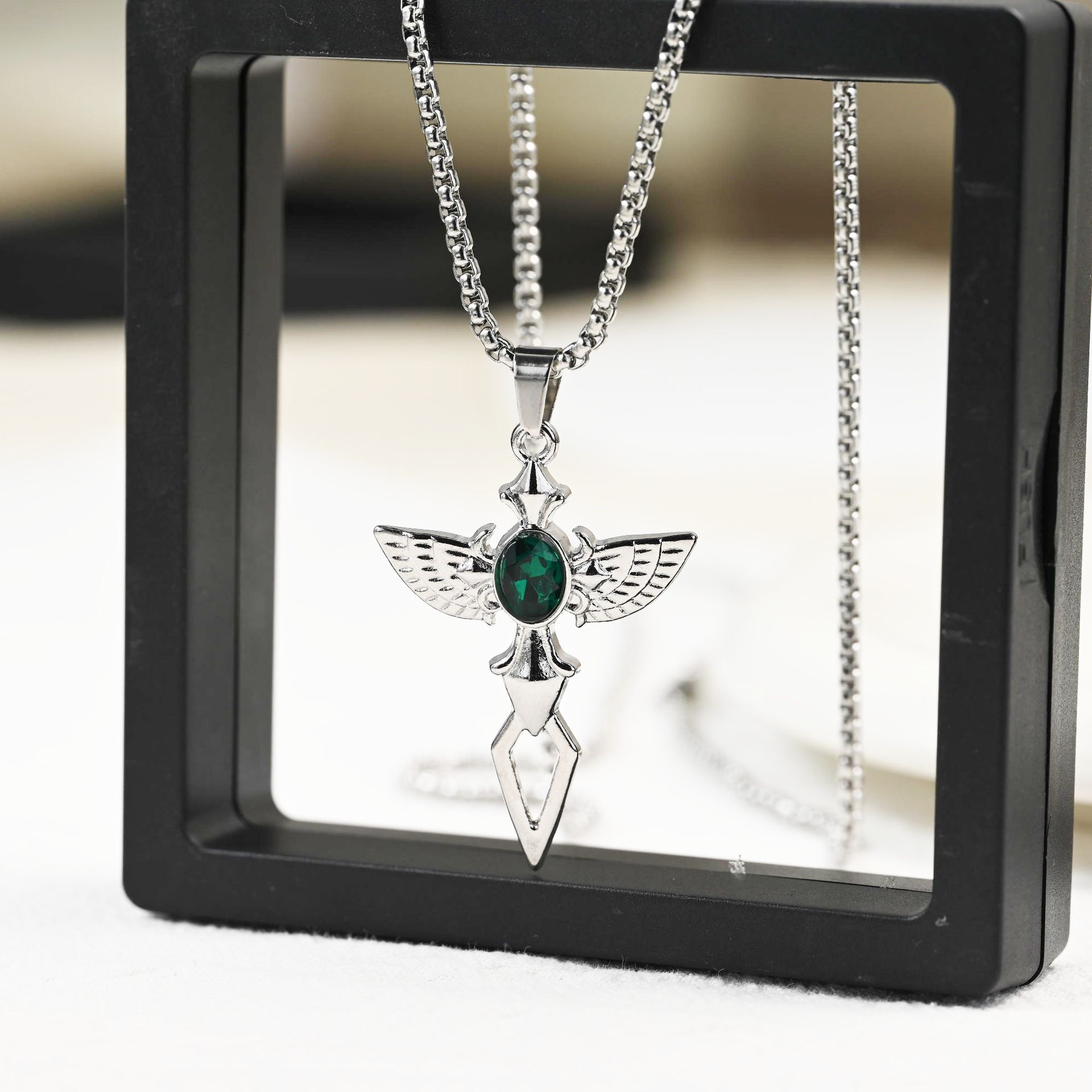 Simple Personality Domineering Angel Wings Necklace Men'S Tide Cross Street Hip Hop Versatile Sweater Chain