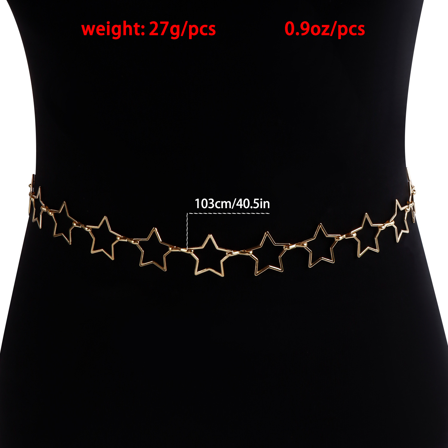 Stylish And Simple Hollow Five-Pointed Star Waist Chain, Personalized Trend Versatile Body Chain Accessories Women