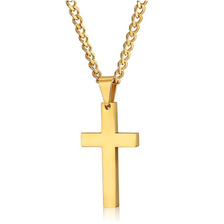 Simple Cross Necklace Pendant Jewelry With Chain Cross-Border E-Commerce Aliexpress Simple Smooth Surface