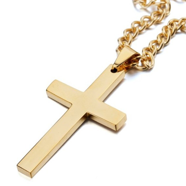 Simple Cross Necklace Pendant Jewelry With Chain Cross-Border E-Commerce Aliexpress Simple Smooth Surface
