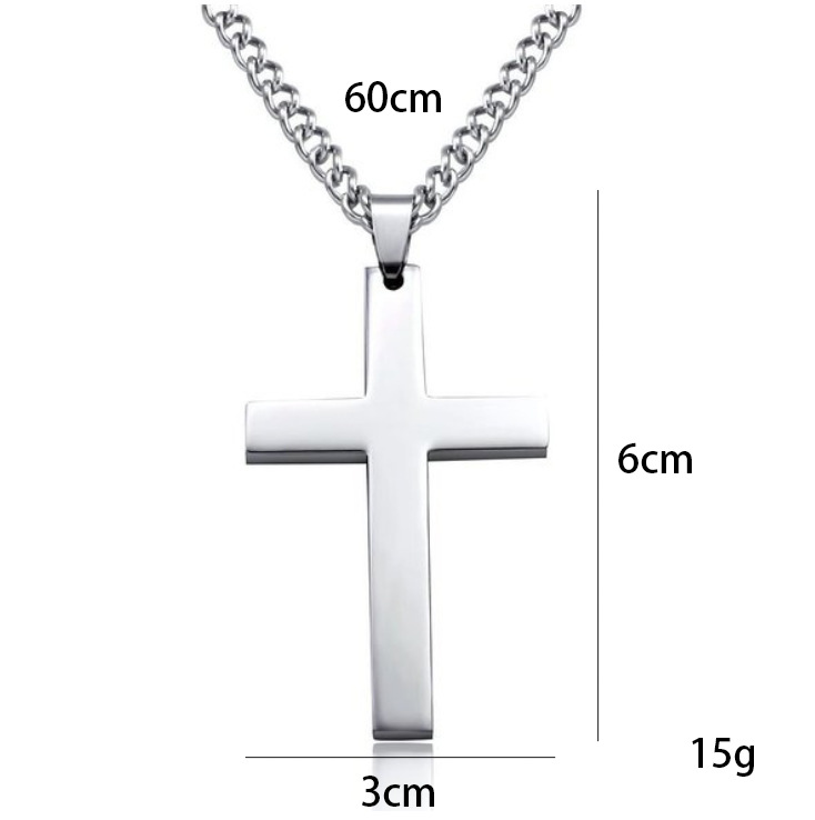 Simple Cross Necklace Pendant Jewelry With Chain Cross-Border E-Commerce Aliexpress Simple Smooth Surface