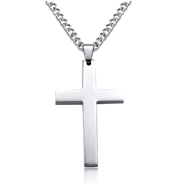 Simple Cross Necklace Pendant Jewelry With Chain Cross-Border E-Commerce Aliexpress Simple Smooth Surface