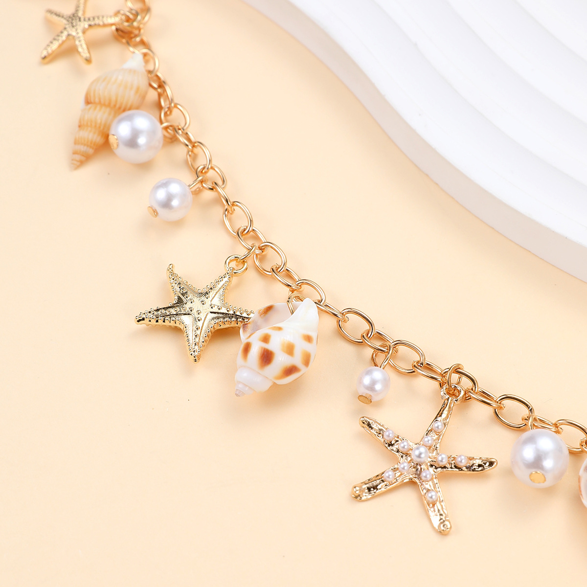 Bohemian Summer Beach Shell Waist Chain Seaside Travel Imitation Pearl Starfish Conch Pendant Body Chain European And American