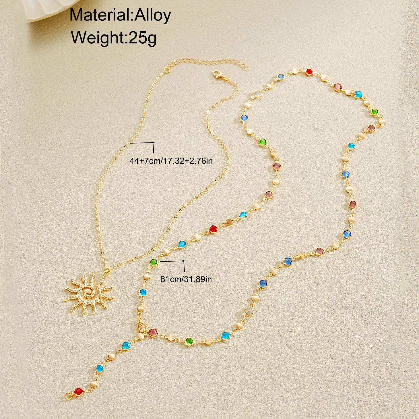 Cold Wind Sun Pendant Tassel Long Necklace Women'S Clavicle Chain Light Luxury Premium Accessories