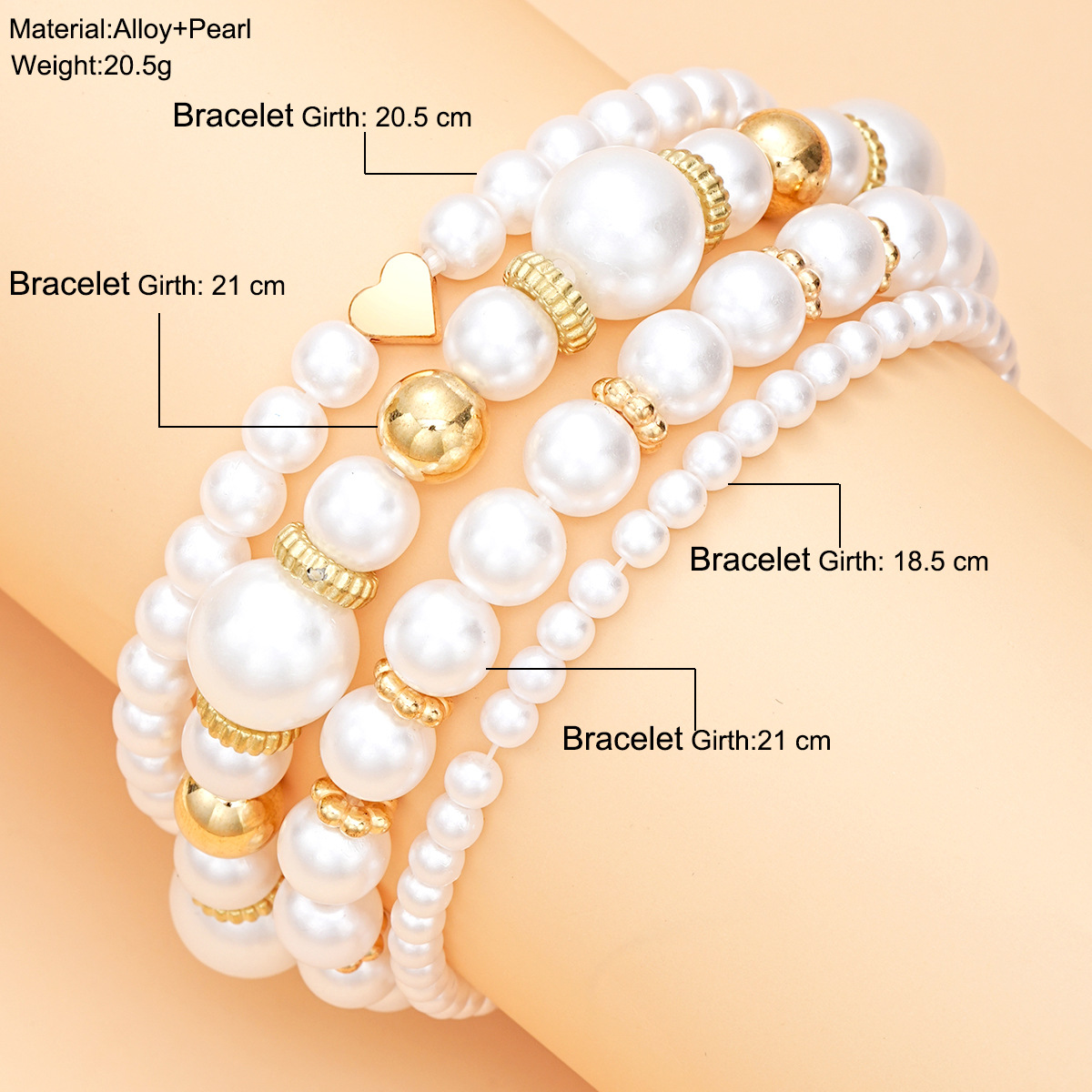 [4-Piece Set] Milk White Imitation Pearl Love Bracelet Set European And American Niche Temperament Design Fresh And Fashionable Bracelet