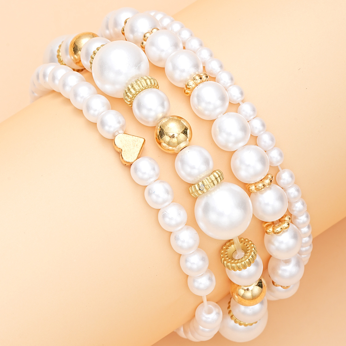 [4-Piece Set] Milk White Imitation Pearl Love Bracelet Set European And American Niche Temperament Design Fresh And Fashionable Bracelet