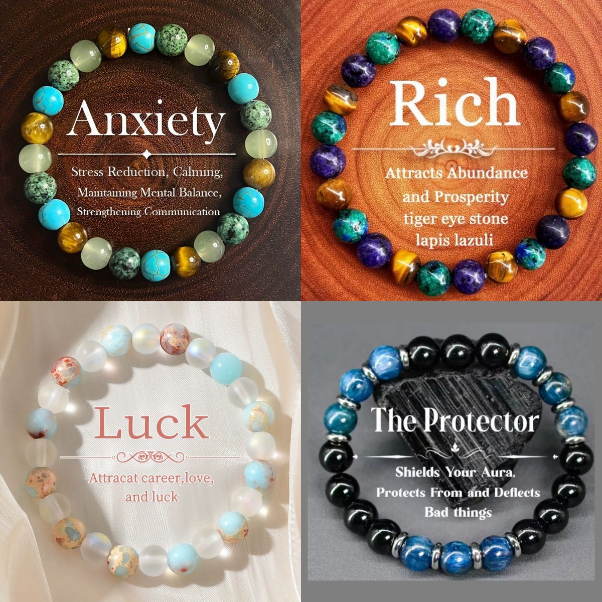 Tiger'S Eye Stone Hemp Stone Amethyst Blue Gold Green Pine Shoushan Stone Basket Phosphorus Gray Green Dongling Bracelet