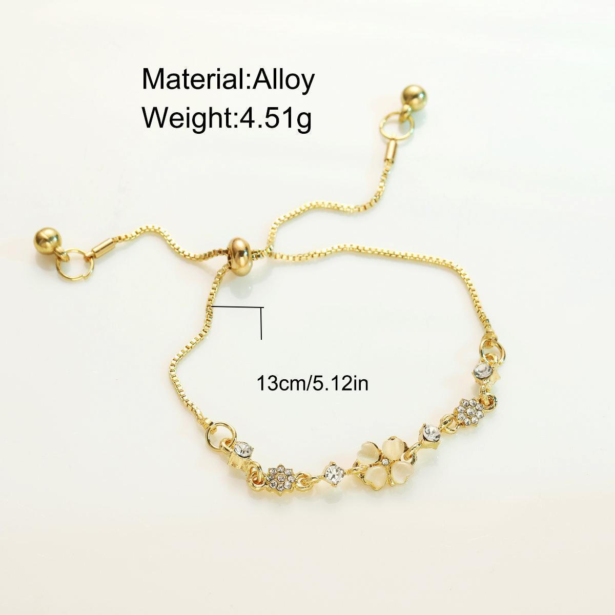 New Super Flash Zircon Geometric Bracelet Personalized Light Luxury High Sense Fashion Leaf Push-Pull Bracelet Women