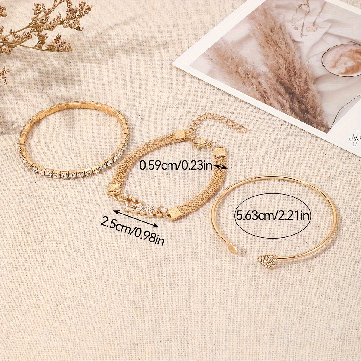 Diamond-Set Love Love Bracelet Set Creative Retro Simple Alloy Single-Layer Trendy Jewelry