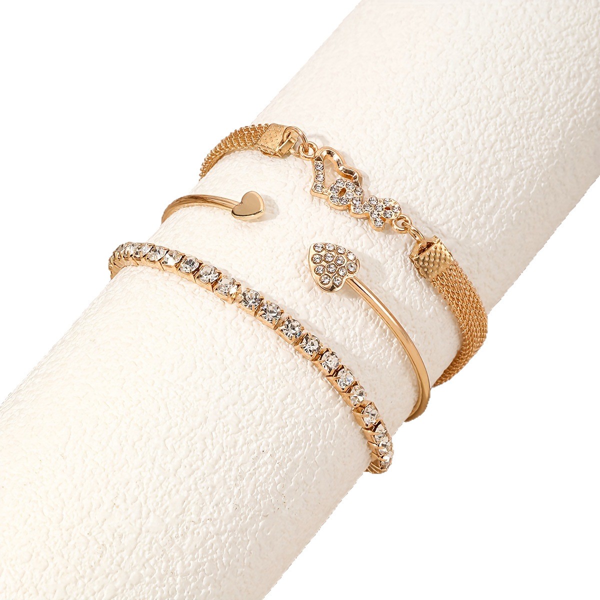 Diamond-Set Love Love Bracelet Set Creative Retro Simple Alloy Single-Layer Trendy Jewelry