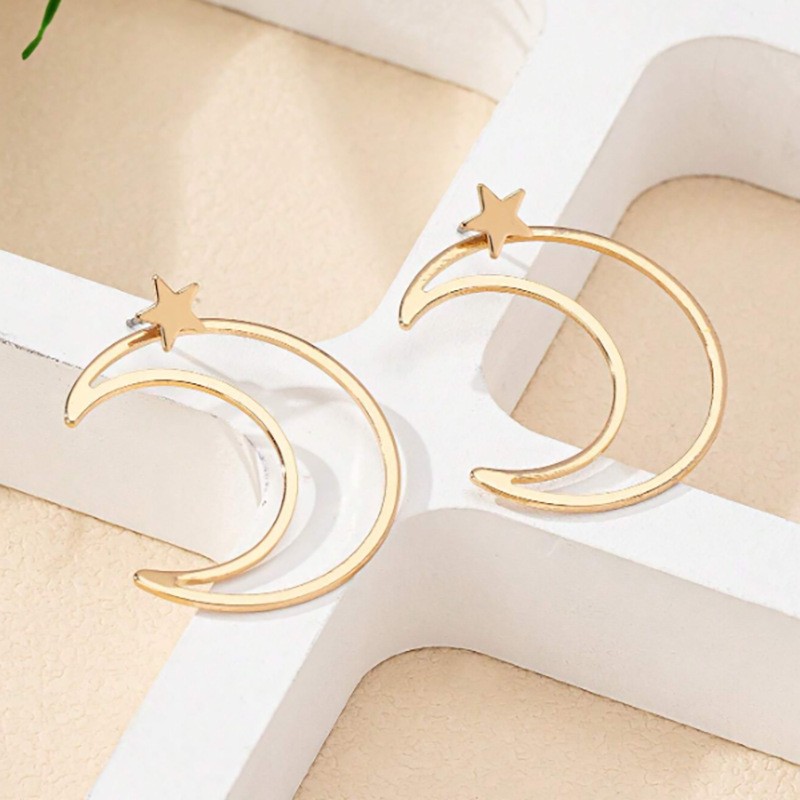 Fashion Personality Star Moon Removable Earrings Women'S Creative Style Holiday Gift Earrings