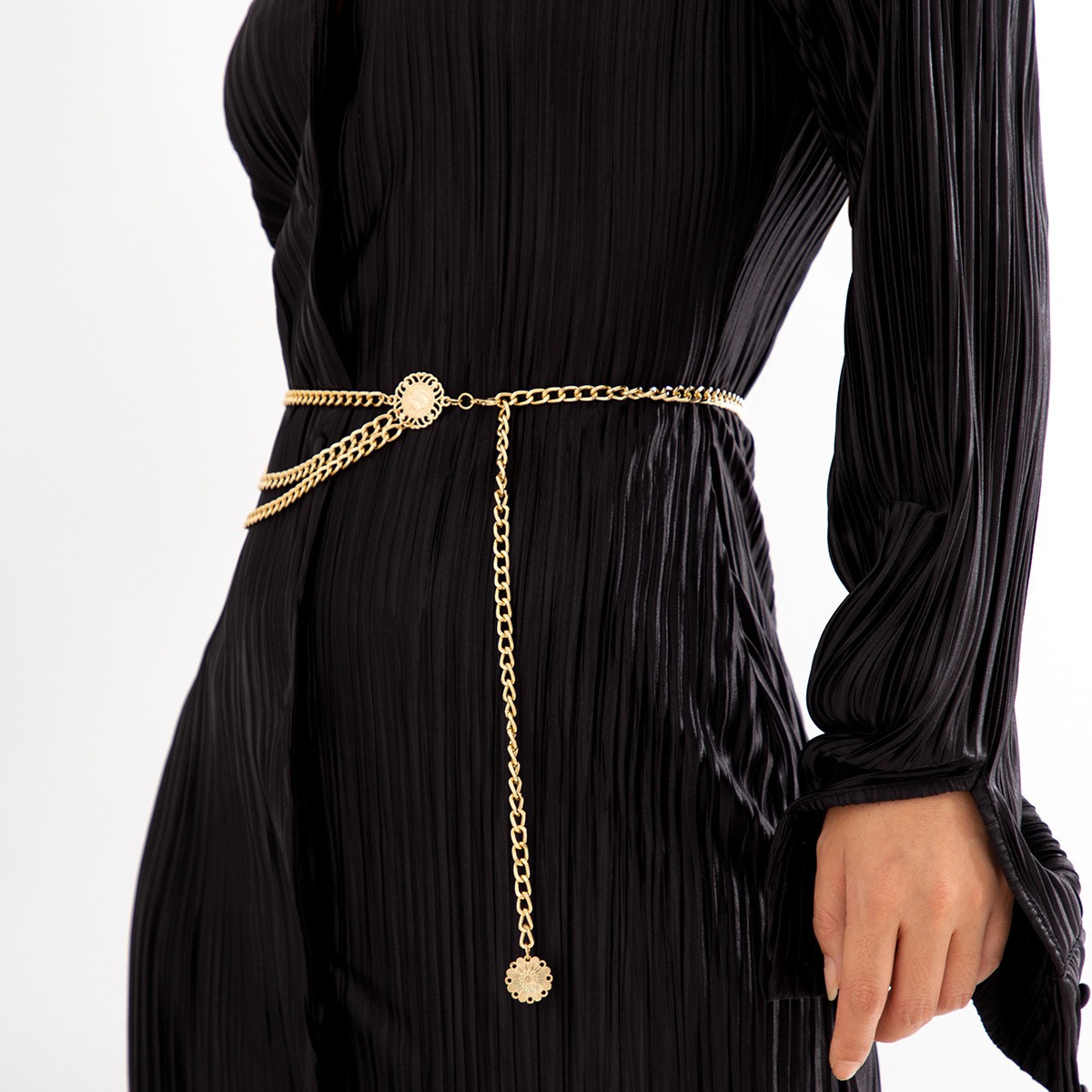Alloy Multi-Layer Exaggerated Body Chain Female, Trend Queen Avatar Retro Street Shot Waist Chain
