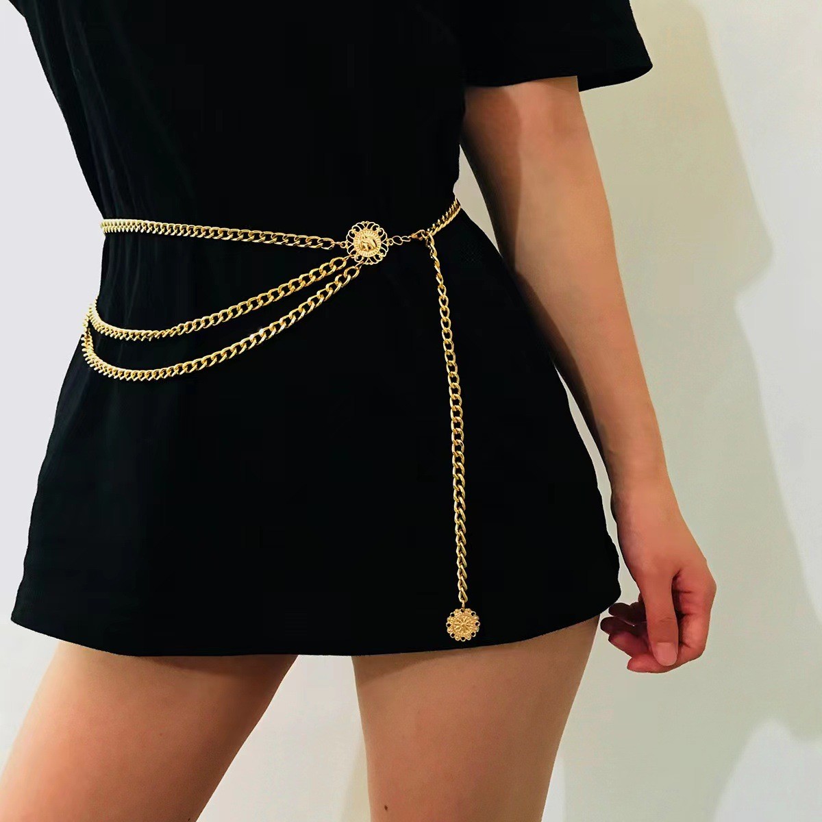 Alloy Multi-Layer Exaggerated Body Chain Female, Trend Queen Avatar Retro Street Shot Waist Chain