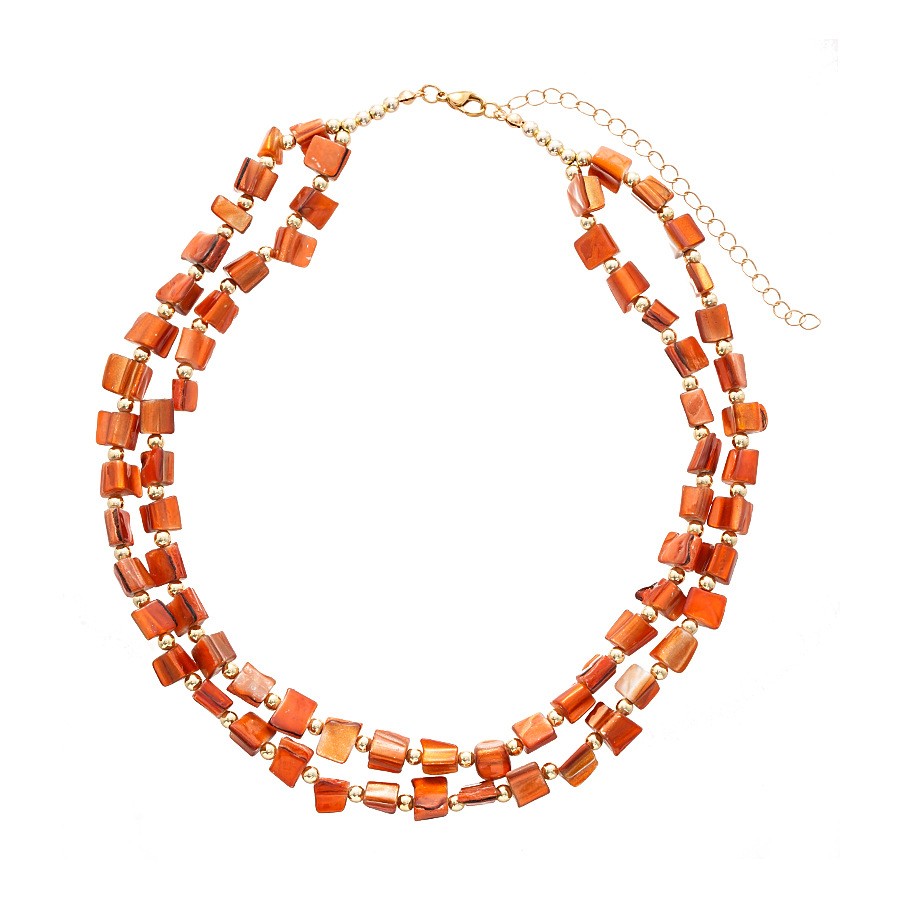 Irregular Double-Layer Imitation Shellfish Beaded Necklace Retro Personality Niche Temperament Advanced Sense Collarbone Necklace Women