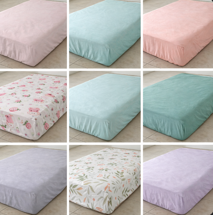 Mimi  Colored Cotton Fitted Sheet With Elastic Bands Non Slip Adjustable Mattress Covers Fitted Bedsheet