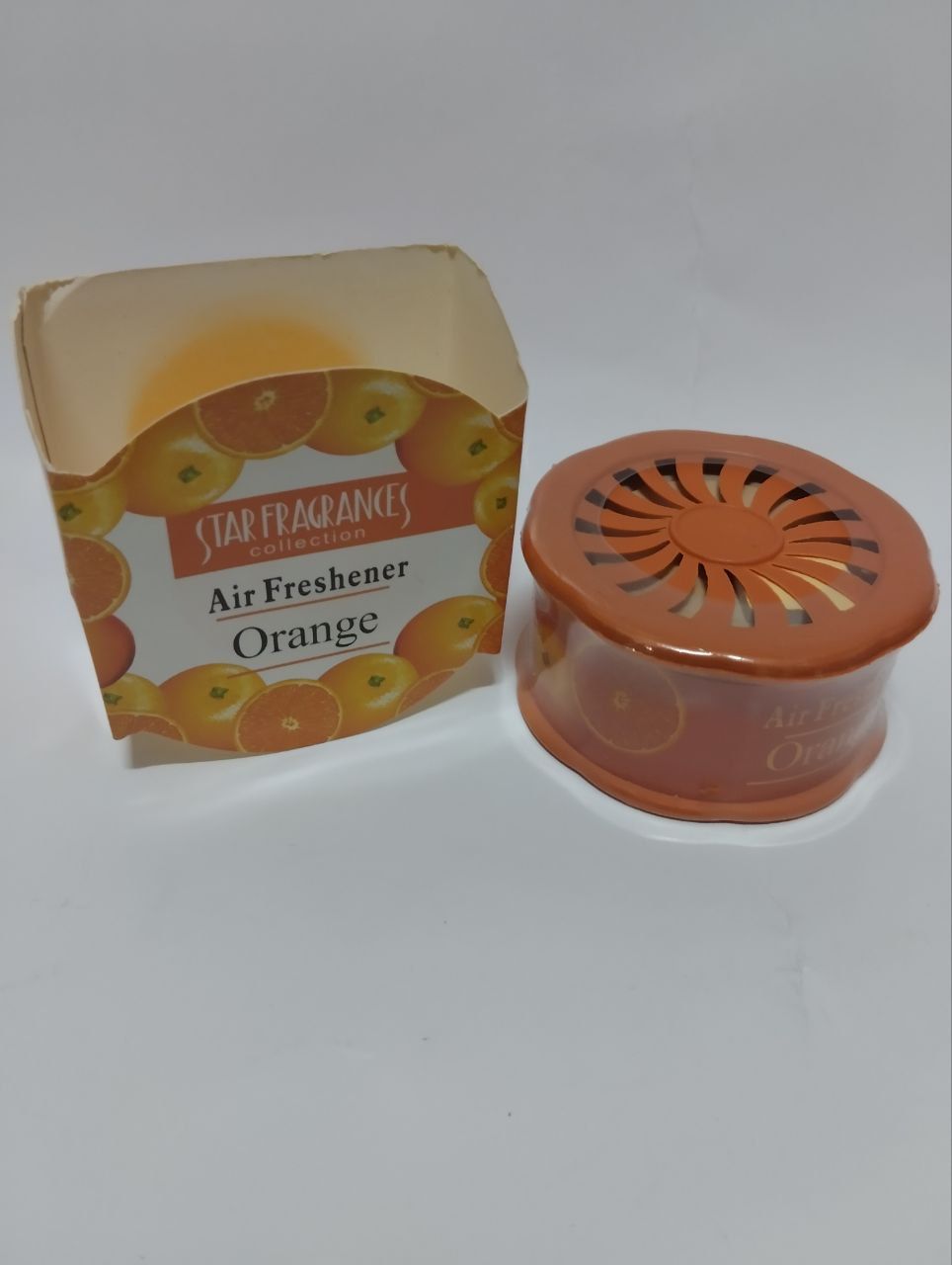 Orange Car Air Freshener  to mount on the dashboard  Gel type lasts up to 3 months