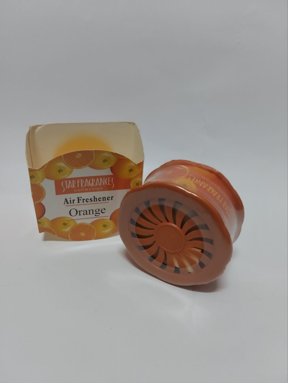 Orange Car Air Freshener  to mount on the dashboard  Gel type lasts up to 3 months