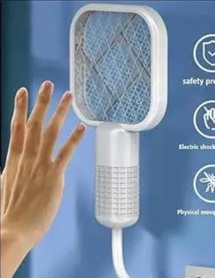 USB Mosquito Swatter Electric Fly Swatter Racket, Mosiller 2 in 1 Smart Bug Zapper with USB Rechargeable Base, Powerful Mosquitoes Trap Lamp & Fly Killer with 3-Layer Safety Mesh
