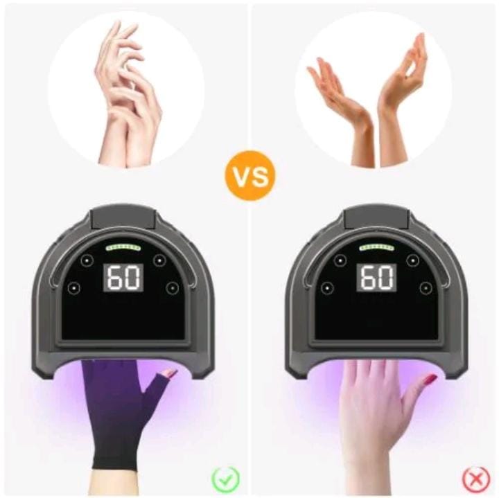 Disposable UV Gloves for Nails, Professional UPF50+ Fingerless Gloves for Gel Manicures, Black_Pair view 2