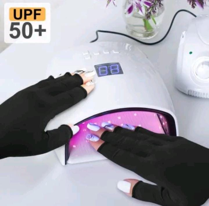 Disposable UV Gloves for Nails, Professional UPF50+ Fingerless Gloves for Gel Manicures, Black_Pair view 3
