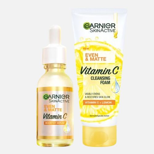 Garnier Even & Matte Day Cleanse & Treat Starter Pack: Day Serum 15ml + Cleansing Foam 50m