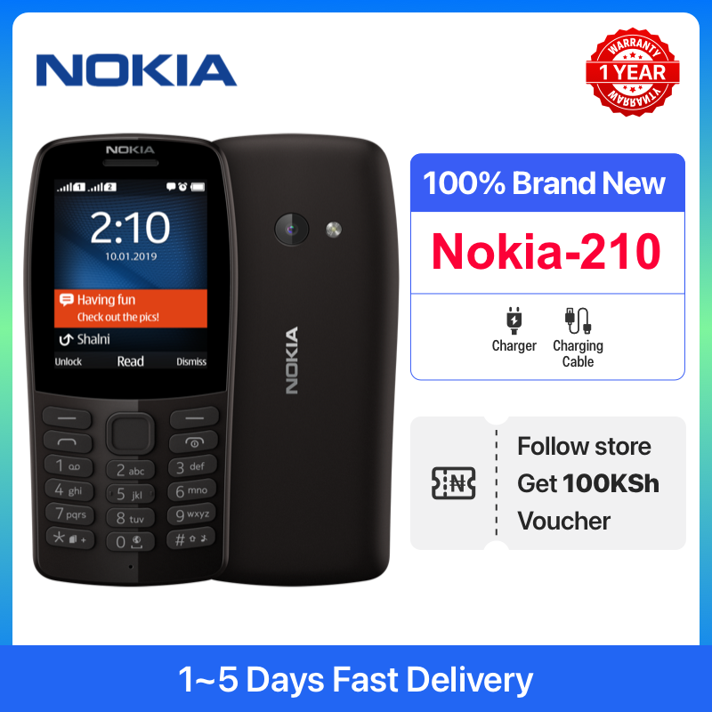New Nokia 210 Non-Smartphone 2.4 Inch Screen Dual SIM Phone 2G Network Call Rear Camera FM Radio Feature Phones