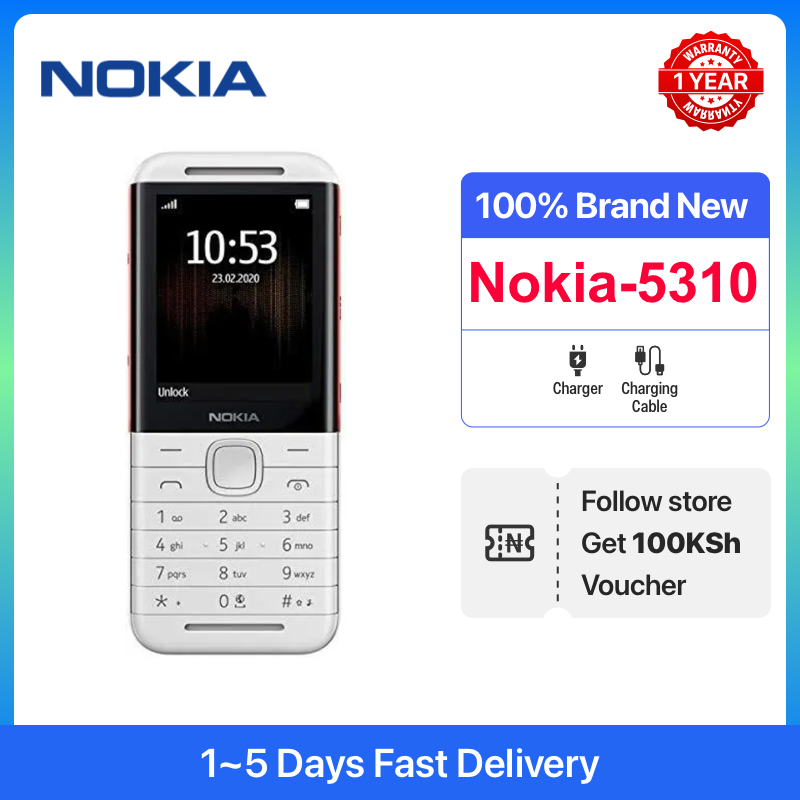 New Nokia 5310 White Keypad Phone MP3 Player Dual SIM Wireless FM Radio Rear Camera Feature phone