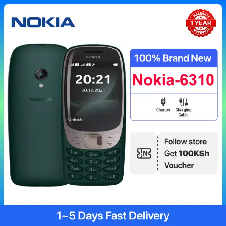 New Nokia 6310 Dual SIM Keypad Phone with a 2.8” screen, Wireless FM Radio and Rear Camera with Flash | Blach