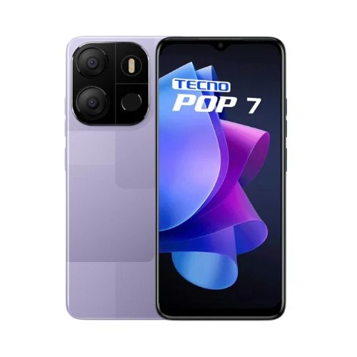 Refurbished TECNO POP 7 64GB + 4GB 6.6" HD+ Big Screen Dual SIM 4G LTE Network 8MP AI Dual Camera 5000mAh Face ID+Rear Fingerprint Unlock OTG Smart Phones