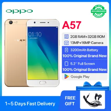 Refurbished OPPO A57 2GB RAM 32GB ROM 5.2" Screen 2900 mAh Dual SIM 13MP+16MP Android Smartphones/ Mobile Phones Gold