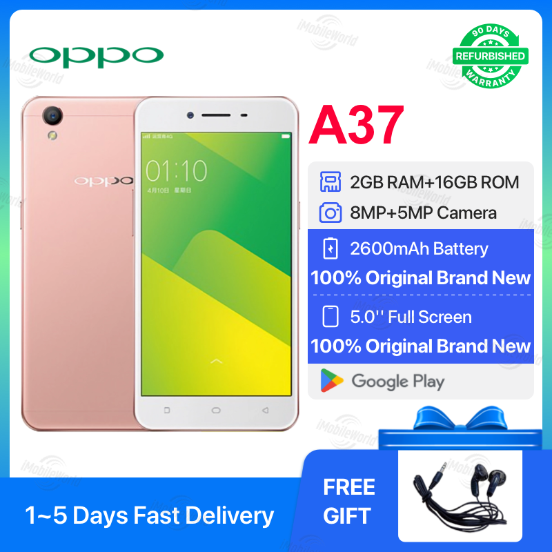 Refurbished OPPO A37 2GB RAM 16GB ROM 5inch " 2630 mAh Dual SIM 5MP+8MP Android Smartphones/ Mobile Phones