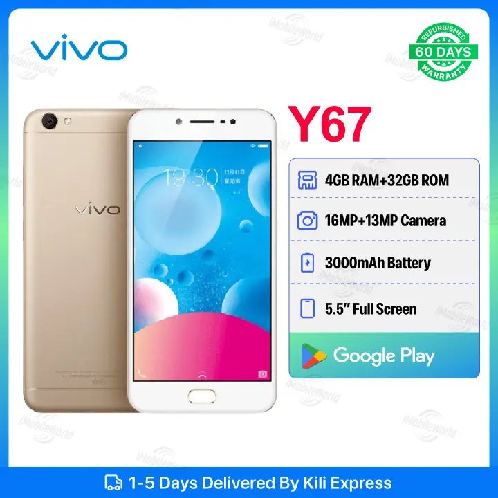 Refurbished Vivo Y67 4GB+32GB 5.5inch 3000mAh Dual SIM 13MP+16MP Android Smartphones/Mobile Phones