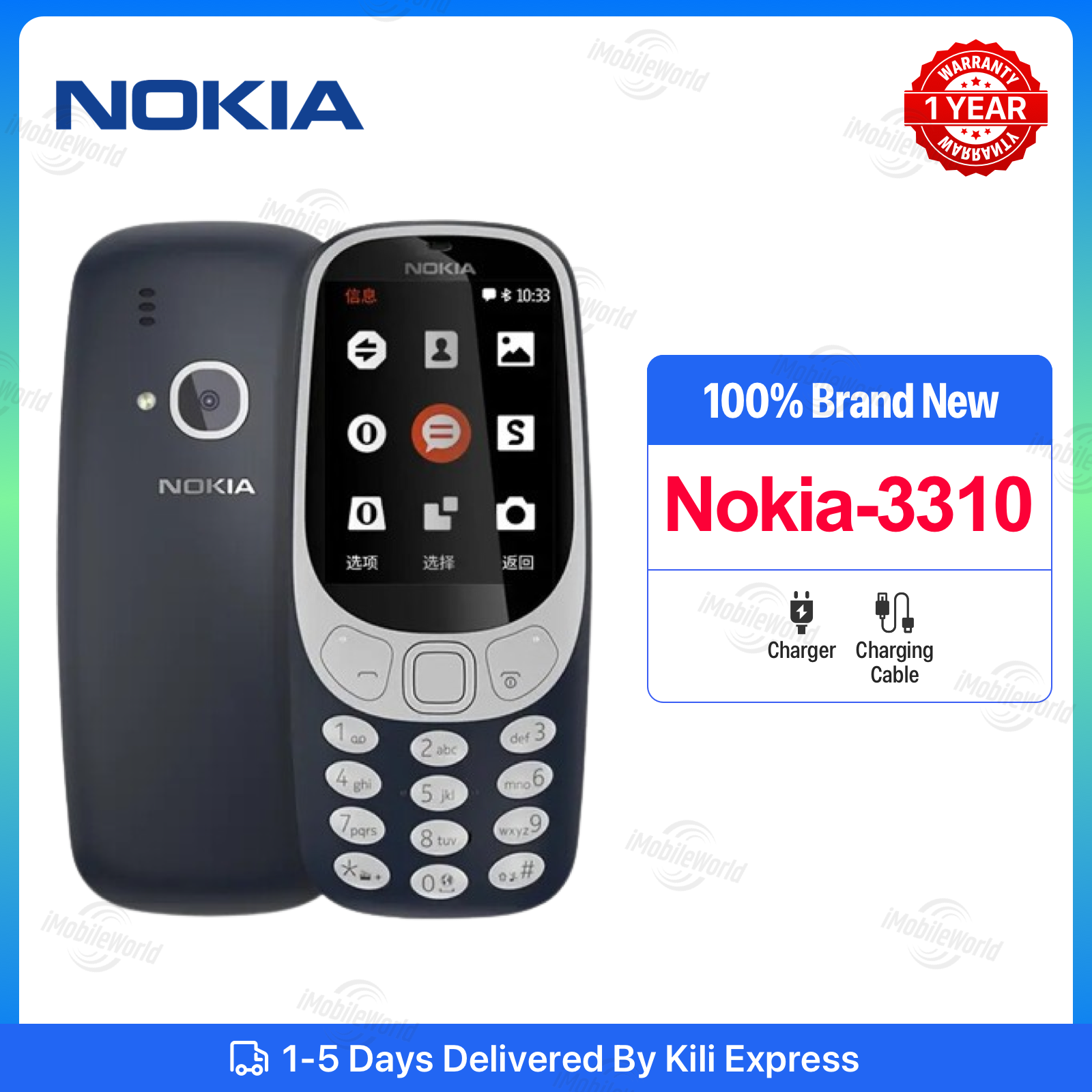 New Nokia 3310 16MB 1200 mAh 2.4" HD Camera 2MP Dual SIM Cards Unlocked Cheap Durable Old Phone Classic Featur