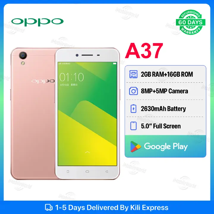 Refurbished OPPO A37 2GB RAM 16GB ROM 5inch " 2630 mAh Dual SIM 5MP+8MP Android Smartphones/ Mobile Phones