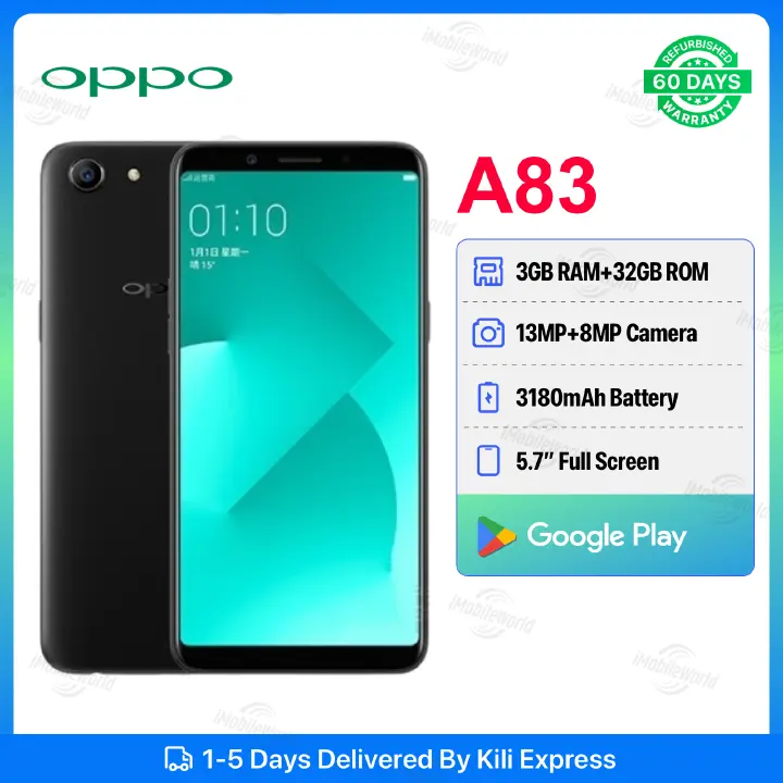 Refurbished OPPO A83 3GB RAM 32GB ROM 5.7inch 3200mAh Dual SIM 8MP+13MP  Android Smartphones with Branded Earphones