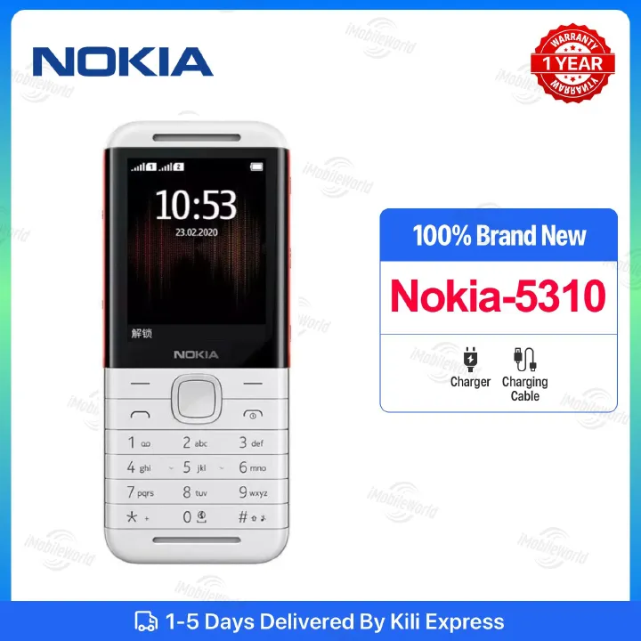 New Nokia 5310 White Keypad Phone MP3 Player Dual SIM Wireless FM Radio Rear Camera Feature phone