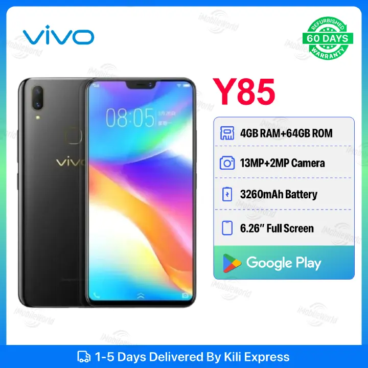 Refurbished VIVO Y85 4GB RAM 64GB ROM  6.26" 13MP+2MP 3260 mAh Dual SIM Android Smartphones/ Mobile Phones
