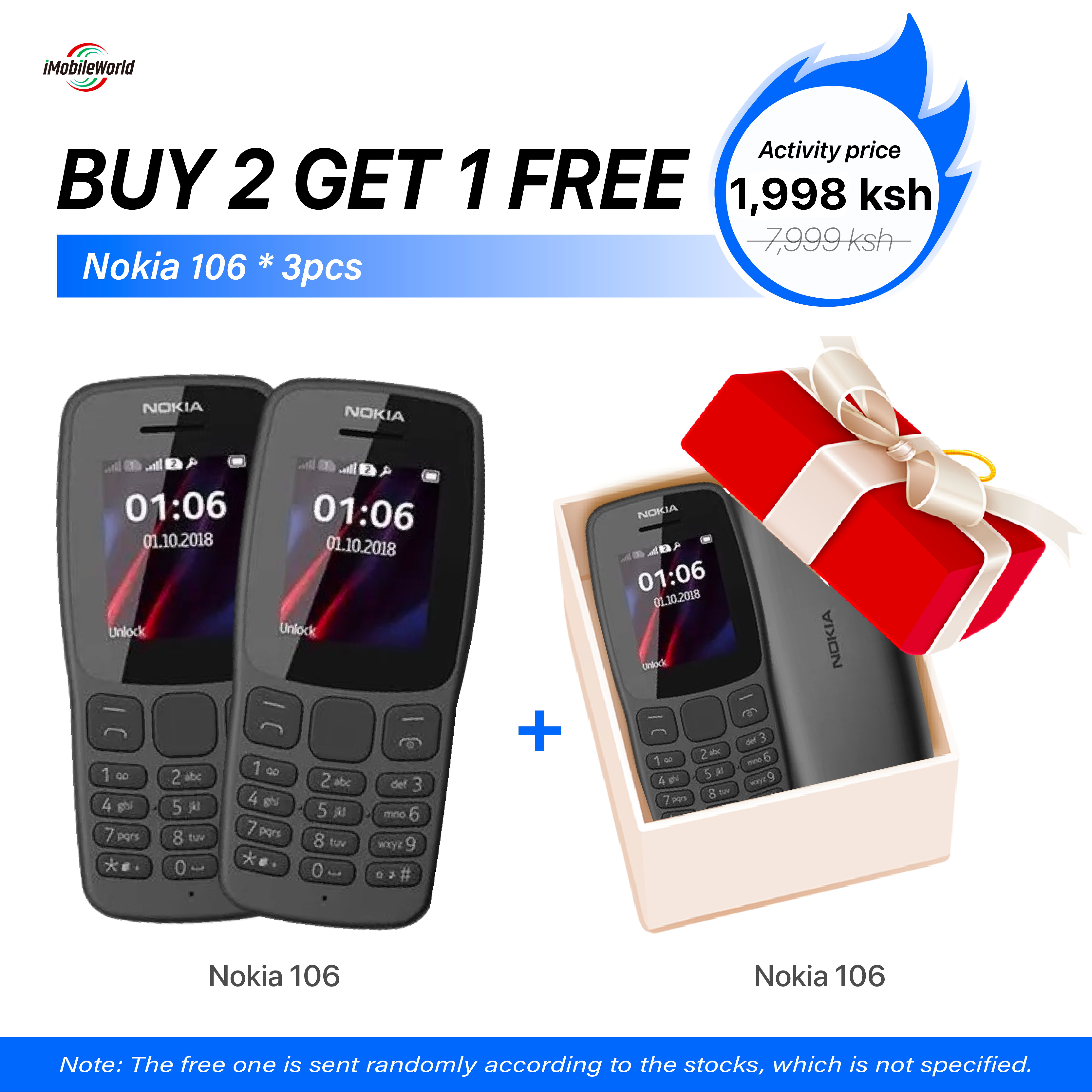 【Buy 2 Get 1 Free】New Nokia 106  800 mAh 1.8" Dual SIM Cards Unlocked Cheap Durable Old Phone Classic Featur