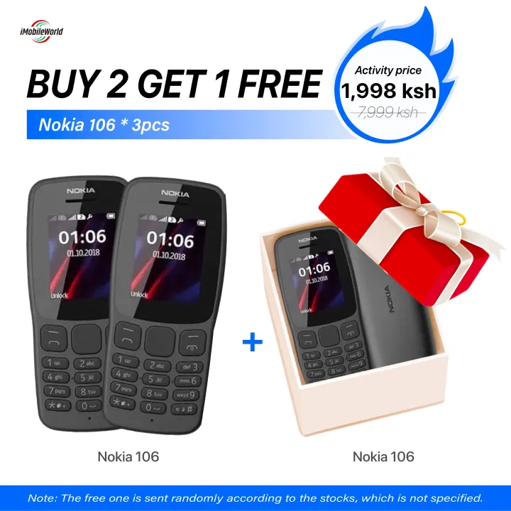 【Buy 2 Get 1 Free】New Nokia 106  800 mAh 1.8" Dual SIM Cards Unlocked Cheap Durable Old Phone Classic Featur