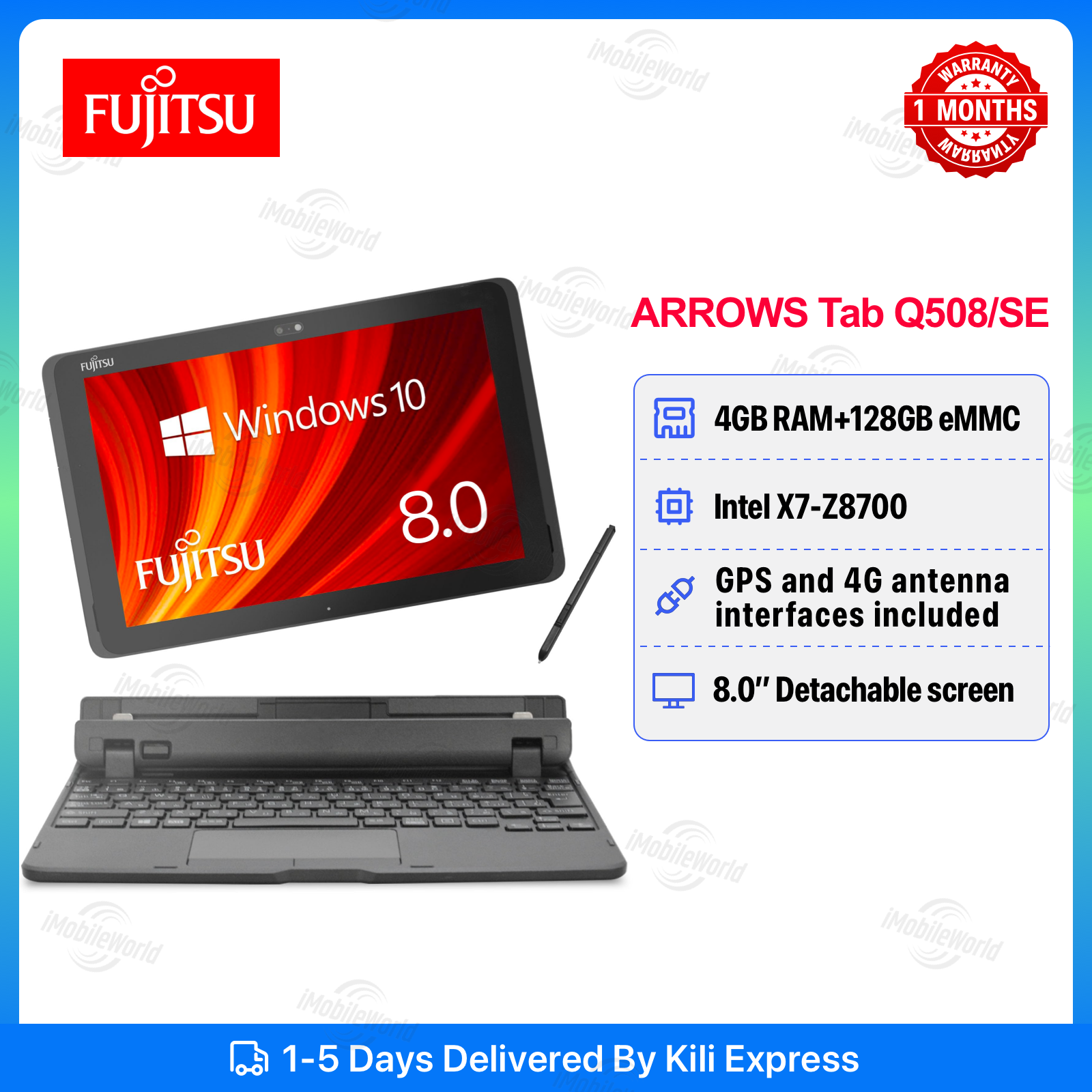 Refefurbished FUJITSU ARROWS Tab Q508/SE 4GB RAM + 128GB eMMC 8.0 Intel X7-Z8700 LTE/GPS Waterproof Dustproof Tablet PC Laptops/Notebooks