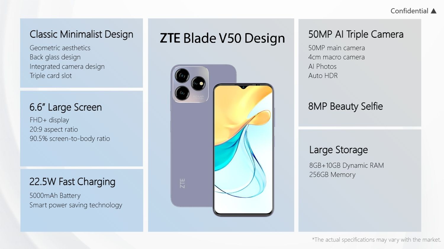 ZTE V50D 4GB RAM + 256GB ROM 6.6" Display 13MP Camera 5000mAh Battery (Dual SIM) Android Smartphones/Mobile Phones
