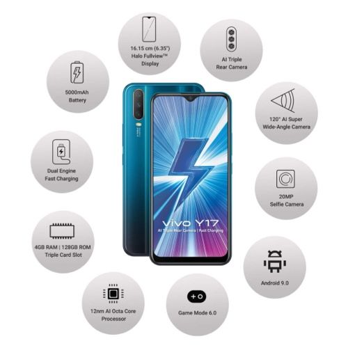 Refurbished VIVO Y17 4GB RAM + 128GB ROM 6.35" Screen 20MP+13MP Camera 5000mAh (Dual SIM) Android Smartphones/ Mobile Phones