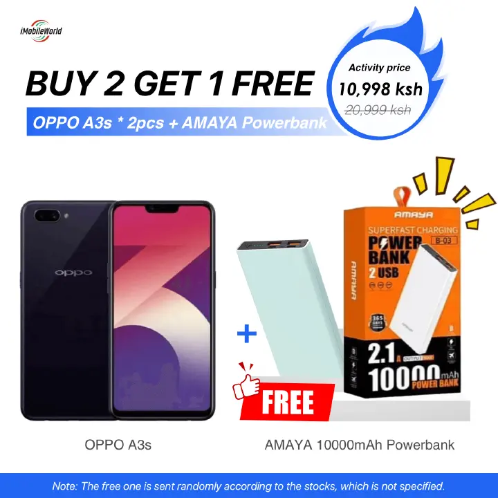 【Buy 2 Get 1 Free】Refurbished OPPO A3s 4GB RAM 64GB ROM 6.2inch " 4230 mAh Dual SIM 13MP+8MP Face Unlock Android Smartphones/ Mobile Phones