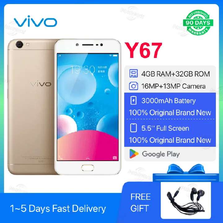 Refurbished Vivo Y67 4GB+32GB 5.5inch 3000mAh Dual SIM 13MP+16MP Android Smartphones/Mobile Phones