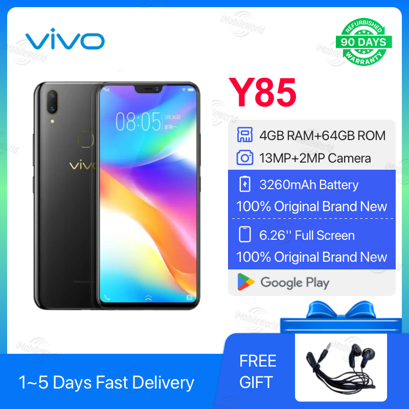 【Buy 2 Get 1 PowerBank Free】Refurbished VIVO Y85 4GB RAM 64GB ROM  6.26" 13MP+2MP 3260 mAh Dual SIM Android Smartphones/ Mobile Phones